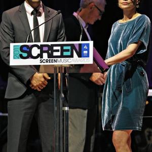 RIchard Brancatisano presenting at the 2011 Screen Music Awards with Sigrid Thornton