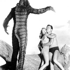 Tom Hennesy (The Gill-man) in Revenge Of The Creature (with John Agar, and Lori Nelson).
