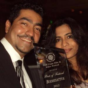 Trisha Ray and San Banarje at an Awards Banquet where San wins the Best of Fest