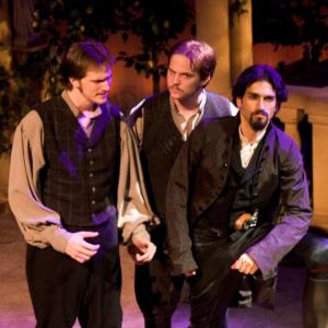 Shakespeare Production of Much Ado About Nothing From Left to Right  David Bennett Christopher Bennett and Nicholas George as Don John