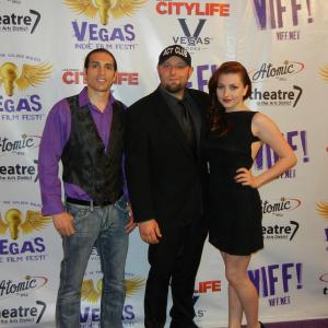 ActorProducer Nicholas George with Director Ryan R Williams and Suzanne LaChasse after winning 2 Golden Bulb Awards at VIFF! 2013 for Hard Out