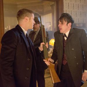 Still of Donal Logue Ben McKenzie and Robin Lord Taylor in Gotham 2014