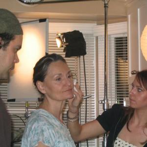 Makeup on set with Actress Beth Grant