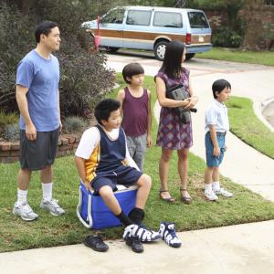 Still of Randall Park, Constance Wu, Forrest Wheeler, Ian Chen and Hudson Yang in Fresh Off the Boat (2015)