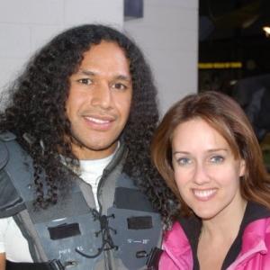Heather with Troy Polamalu on the set of a Coke Zero commercial
