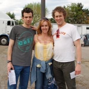 Heather with Jay Baruchel and TJ Miller on the set of Shes Out of My League