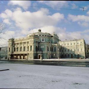 Exterior of the Mariinsky Theater in St. Petersburg, Russia.