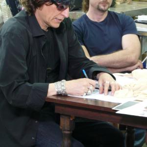 Gottfried Helnwein working on costume design for the opera, THE CHILD DREAMS, at the Israeli Opera.