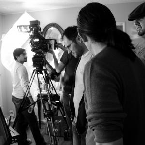 Kico Velarde and the Director of Photography Vitaly Bokser on the set of The Shooting Star Salesman