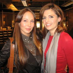 Elena Caruso and Stana Katic on set of Castle