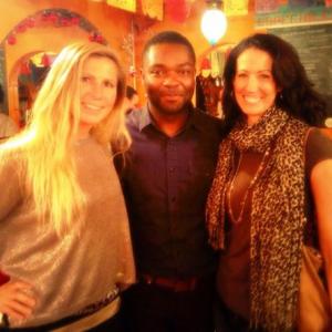 Actors Faith Fay David Oyelowo and Jennifer Myers on the set of the film Five Nights In Maine