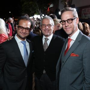 Riza Aziz, Ron Meyer and Joey McFarland at the Dumb and Dumber To Premiere in Los Angeles.