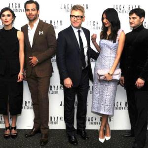 Keira Knightley, Chris Pine, Kenneth Branagh, Gemma Chan and Lenn Kudrjawizki attend the European Premiere of Jack Ryan: Shadow Recruit at the Vue Leicester Square on January 20, 2014