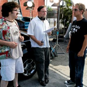Director Sean Cain on the set of Breath of Hate with actors Jason Mewes and Timothy Muskatell