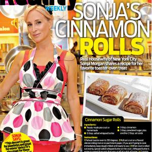 Sonja Morgan being featured in Reality Weekly to discuss her cinnamon rolls.