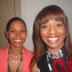 Nicole takes a photo with actress Salli Richardson-Whitfield at the American Black Film Festival