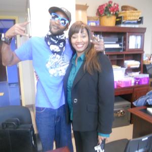 Nicole Hodges and director Tremain Brown on set of feature film LawDog. The film will be released in 2013.