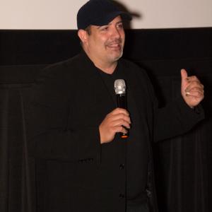 Director (T) Gerard Jamroz answers questions at a post-screening Q&A.
