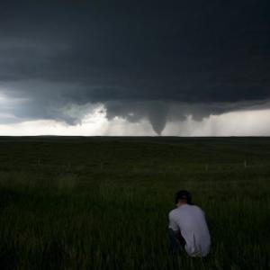 Brent Huffman documenting a tornado in Wyoming for NBC
