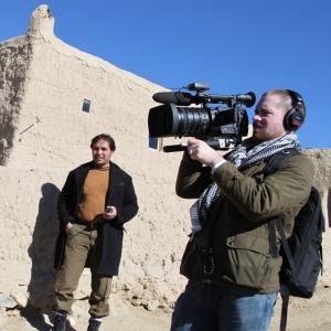 Brent Huffman filming The Buddhas of Mes Aynak with the Sony F3 in Logar province Afghanistan