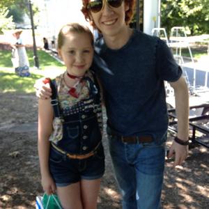 Grayson Russell and Ella Anderson on the set of feature film Mothers Day