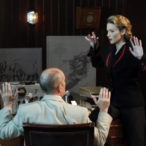 Still of Ralph Brown and Bridget Regan in Agent Carter 2015