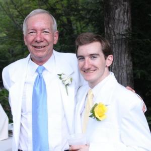 Tim with his father at his sister's wedding.