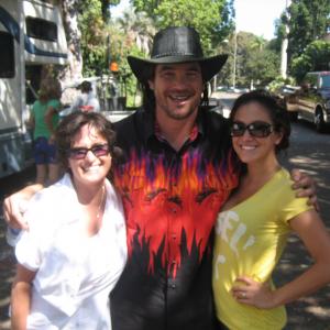 Vida Maine, Dean Cain and Brise Maine on the set of Hole in One.