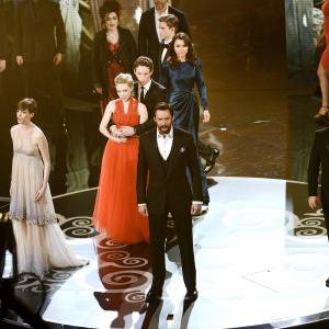 Russell Crowe Anne Hathaway Hugh Jackman and Amanda Seyfried at event of The Oscars 2013