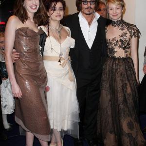 Johnny Depp Helena Bonham Carter Anne Hathaway and Mia Wasikowska at event of Alisa stebuklu salyje 2010