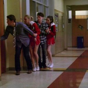 Glee scared students being led back to the choir room during shooting at school