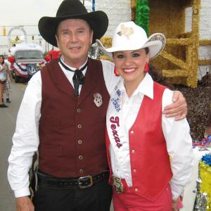 The 2012 Fiesta Flambeau Parade in San Antonio with Lauren Graham Miss Rodeo Texas and Dean Reading