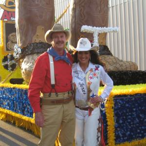 Miss Rodeo Texas Celesta Harvey and Dean Reading at the Fiesta Flambeau Parade in San Antonio April 16 2011