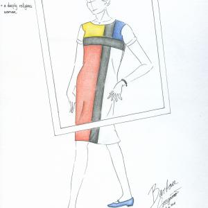 Costume Design Sketch for Rachel in 7 Stories Exit 22 Theatre Production Costume Design  Illustration by Barbara Gregusova
