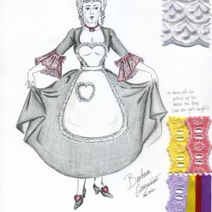 Costume Design Sketch for Slys Servants in Sly Fox Exit 22 Theatre Production Costume Design  Illustration by Barbara Gregusova