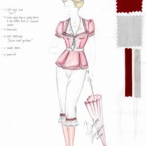 Costume Design Sketch for Sabrina in The Skin Of Our Teeth Theatre Production for TWU Costume Design  Illustration by Barbara Gregusova