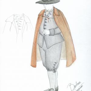Costume Design Sketch for Ezekiel Cheever in The Crucible Studio 58 Theatre Production Costume Design  Illustration by Barbara Gregusova