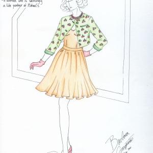 Costume Design Sketch for Joan in 7 Stories Exit 22 Theatre Production Costume Design  Illustration by Barbara Gregusova