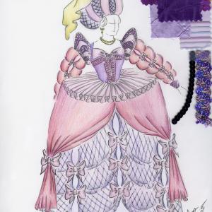 Costume Design Sketch for Stepmother in Cinderella Exit 22 Theatre Production Costume Design  Illustration by Barbara Gregusova