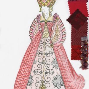 Costume Design Sketch for Queen in Cinderella Exit 22 Theatre Production Costume Design  Illustration by Barbara Gregusova