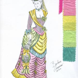 Costume Design Sketch for Miss Fancy in Sly Fox Exit 22 Theatre Production Costume Design  Illustration by Barbara Gregusova
