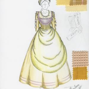 Costume Design Sketch for Cinderella in Cinderella Exit 22 Theatre Production Costume Design  Illustration by Barbara Gregusova