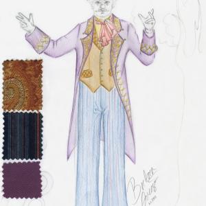 Costume Design Sketch for Touchstone in As You Like It Theatre Production for TWU Costume Design  Illustration by Barbara Gregusova