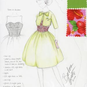 Costume Design Sketch for Celia in As You Like It Theatre Production for TWU Costume Design  Illustration by Barbara Gregusova