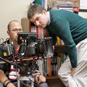 Director James Kicklighter reviews the shot with FOLLOWED Director of Photography Jason Winn