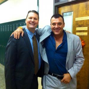 Jack Moran and Tom Sizemore on the set of Clandestine