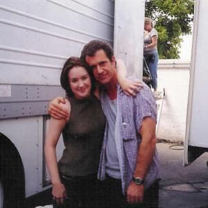 Ashley Johnson with Mel Gibson on the set of What Women Want