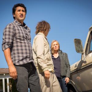Still of Cliff Curtis Kim Dickens and Frank Dillane in Fear the Walking Dead 2015