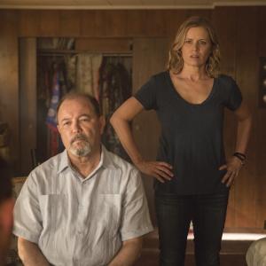 Still of Rubén Blades and Kim Dickens in Fear the Walking Dead (2015)