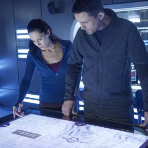 Still of Billy Campbell and Kyra Zagorsky in Helix (2014)